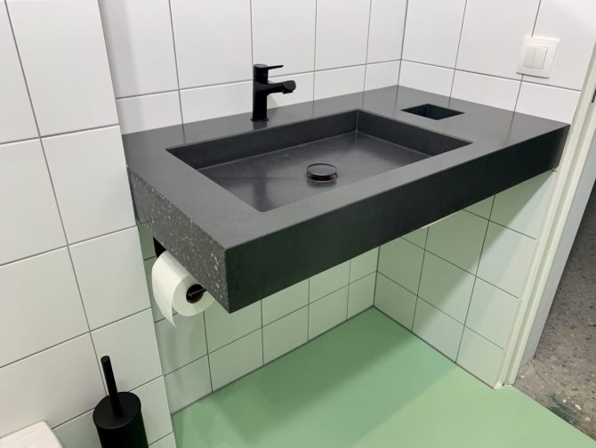 lavabo prefabricado de hormigón visto 